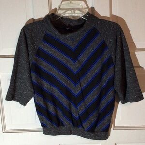 Divvi Up Gray and Blue Striped Top